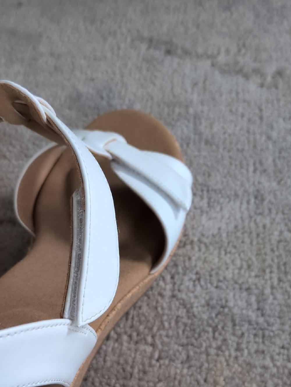 Rockport Blanca White T-Strap Cork Wedge Sandals - Picture 4 of 9